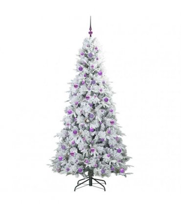 vidaXL Artificial Hinged Christmas Tree Green and white 210 cm