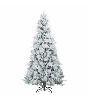 vidaXL Artificial Hinged Christmas Tree Green and white 210 cm