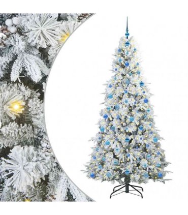vidaXL Artificial Hinged Christmas Tree Green and white 210 cm