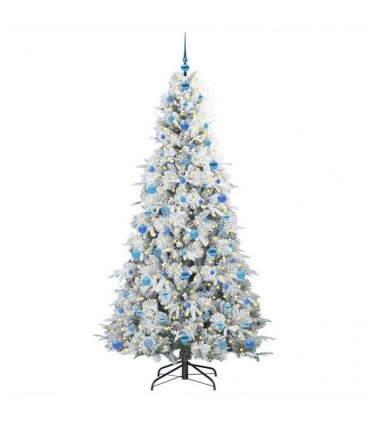 vidaXL Artificial Hinged Christmas Tree Green and white 210 cm
