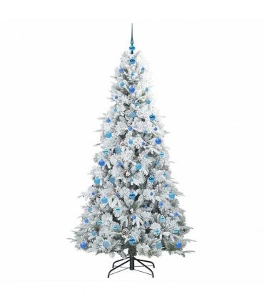 vidaXL Artificial Hinged Christmas Tree Green and white 210 cm