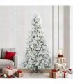 vidaXL Artificial Hinged Christmas Tree Green and white 240 cm