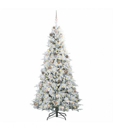 vidaXL Artificial Hinged Christmas Tree Green and white 240 cm