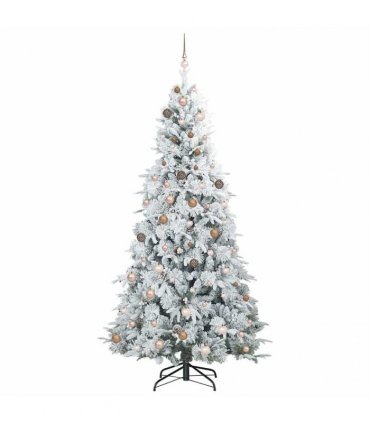 vidaXL Artificial Hinged Christmas Tree Green and white 240 cm