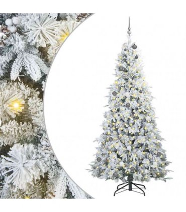 vidaXL Artificial Hinged Christmas Tree Green and white 240 cm