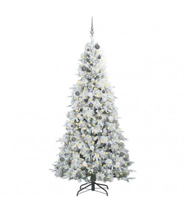vidaXL Artificial Hinged Christmas Tree Green and white 240 cm