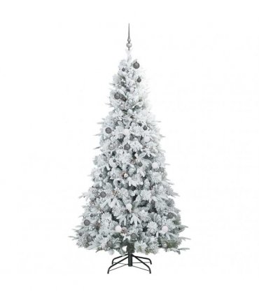 vidaXL Artificial Hinged Christmas Tree Green and white 240 cm