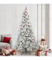 vidaXL Artificial Hinged Christmas Tree Green and white 240 cm