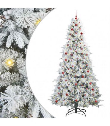 vidaXL Artificial Hinged Christmas Tree Green and white 240 cm