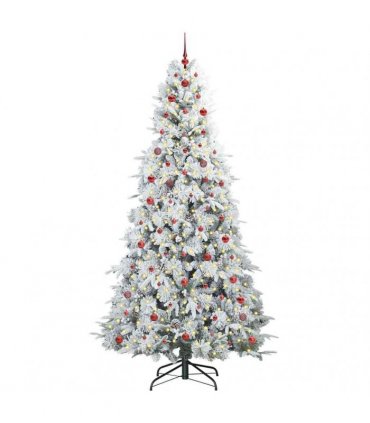 vidaXL Artificial Hinged Christmas Tree Green and white 240 cm