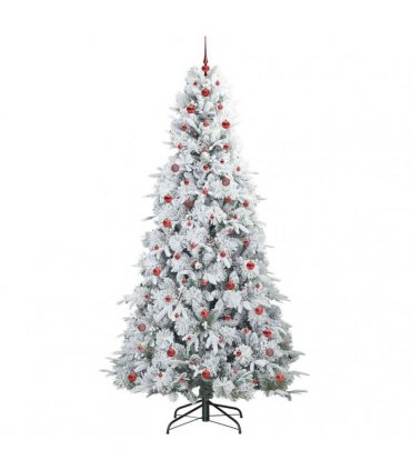 vidaXL Artificial Hinged Christmas Tree Green and white 240 cm
