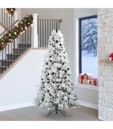 vidaXL Artificial Hinged Christmas Tree Green and white 240 cm