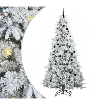 vidaXL Artificial Hinged Christmas Tree Green and white 240 cm