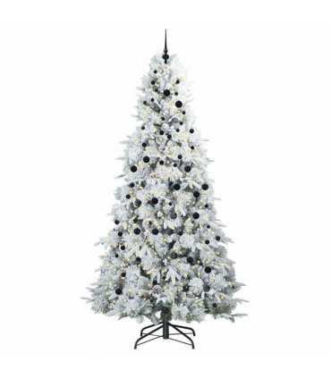 vidaXL Artificial Hinged Christmas Tree Green and white 240 cm