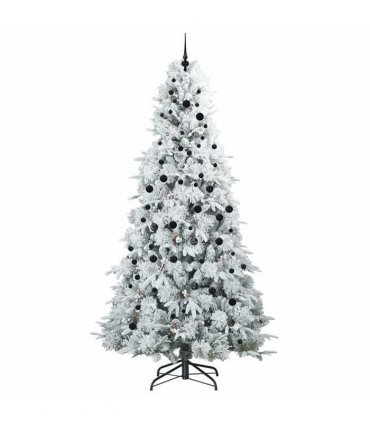 vidaXL Artificial Hinged Christmas Tree Green and white 240 cm