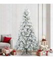 vidaXL Artificial Hinged Christmas Tree Green and white 240 cm