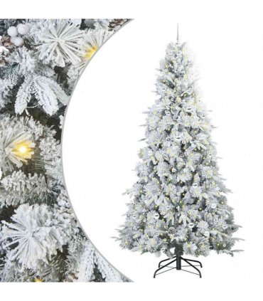vidaXL Artificial Hinged Christmas Tree Green and white 240 cm