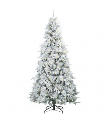 vidaXL Artificial Hinged Christmas Tree Green and white 240 cm