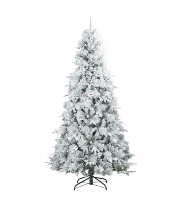 vidaXL Artificial Hinged Christmas Tree Green and white 240 cm