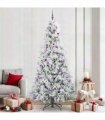 vidaXL Artificial Hinged Christmas Tree Green and white 240 cm