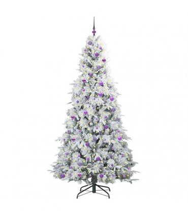 vidaXL Artificial Hinged Christmas Tree Green and white 240 cm