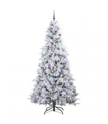 vidaXL Artificial Hinged Christmas Tree Green and white 240 cm