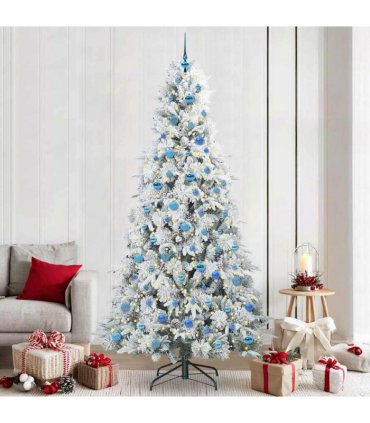 vidaXL Artificial Hinged Christmas Tree Green and white 240 cm
