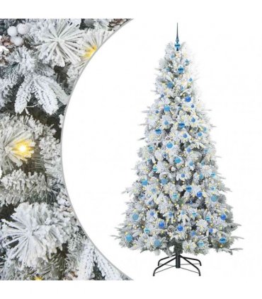vidaXL Artificial Hinged Christmas Tree Green and white 240 cm