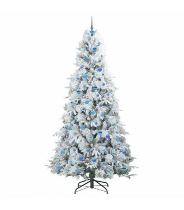 vidaXL Artificial Hinged Christmas Tree Green and white 240 cm