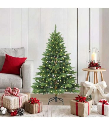 vidaXL Artificial Hinged Christmas Tree 120 cm 150 LEDs Warm White