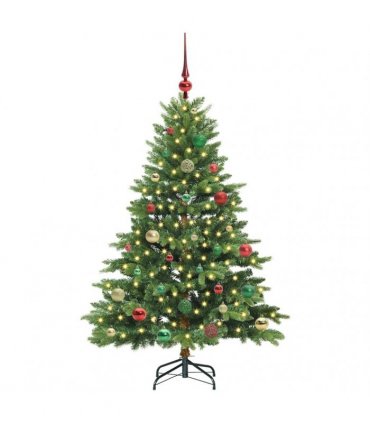 vidaXL Artificial Hinged Christmas Tree 150 cm 150 LEDs Warm White