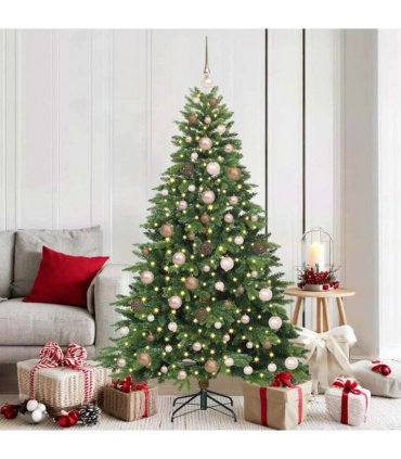 vidaXL Artificial Hinged Christmas Tree 180 cm 300 LEDs Warm White