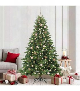 vidaXL Artificial Hinged Christmas Tree 210 cm 300 LEDs Warm White