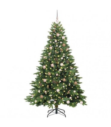vidaXL Artificial Hinged Christmas Tree 210 cm 300 LEDs Warm White