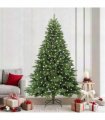 vidaXL Artificial Hinged Christmas Tree 240 cm 300 LEDs Warm White