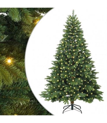 vidaXL Artificial Hinged Christmas Tree 240 cm 300 LEDs Warm White