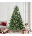 vidaXL Artificial Hinged Christmas Tree 240 cm 300 LEDs Warm White