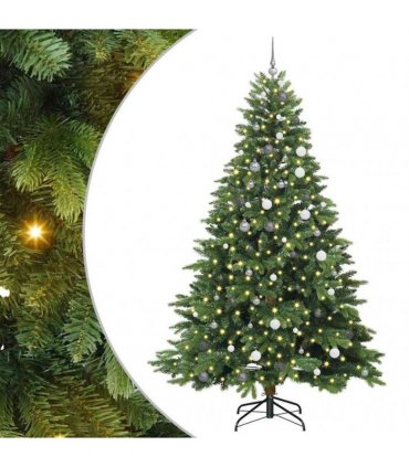 vidaXL Artificial Hinged Christmas Tree 240 cm 300 LEDs Warm White