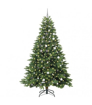 vidaXL Artificial Hinged Christmas Tree 240 cm 300 LEDs Warm White