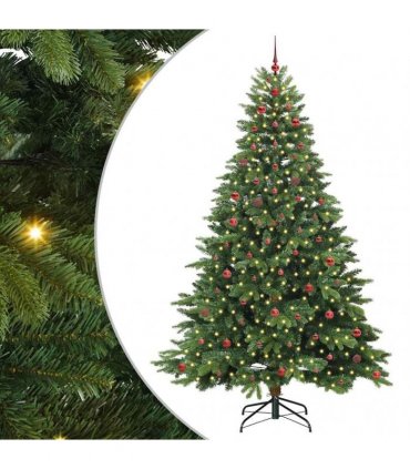 vidaXL Artificial Hinged Christmas Tree 240 cm 300 LEDs Warm White