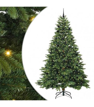 vidaXL Artificial Hinged Christmas Tree 240 cm 300 LEDs Warm White