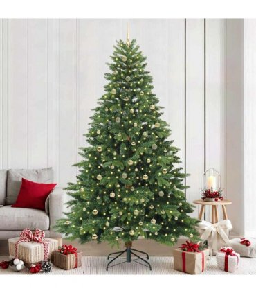 vidaXL Artificial Hinged Christmas Tree 240 cm 300 LEDs Warm White