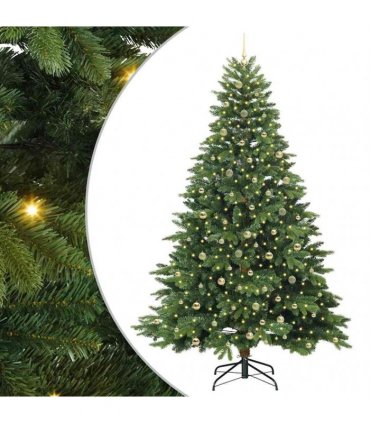 vidaXL Artificial Hinged Christmas Tree 240 cm 300 LEDs Warm White