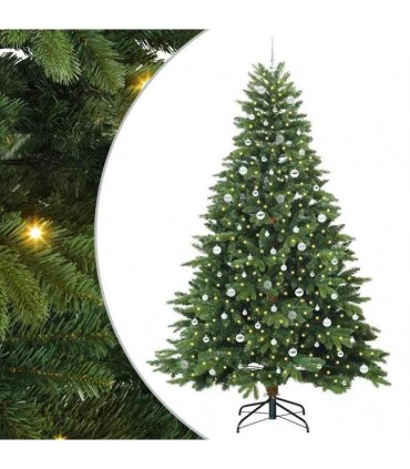 vidaXL Artificial Hinged Christmas Tree 240 cm 300 LEDs Warm White