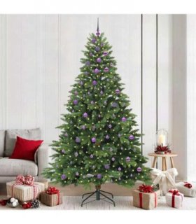 vidaXL Artificial Hinged Christmas Tree 240 cm 300 LEDs Warm White