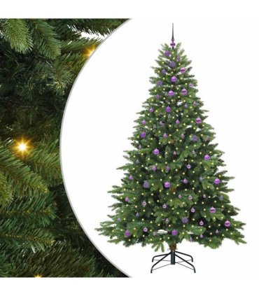 vidaXL Artificial Hinged Christmas Tree 240 cm 300 LEDs Warm White