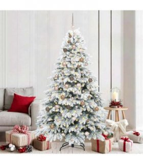 vidaXL Artificial Hinged Christmas Tree 210 cm 300 LEDs Warm White