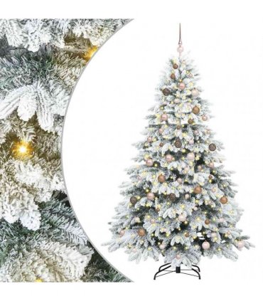 vidaXL Artificial Hinged Christmas Tree 210 cm 300 LEDs Warm White