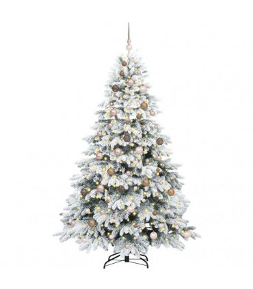 vidaXL Artificial Hinged Christmas Tree 210 cm 300 LEDs Warm White