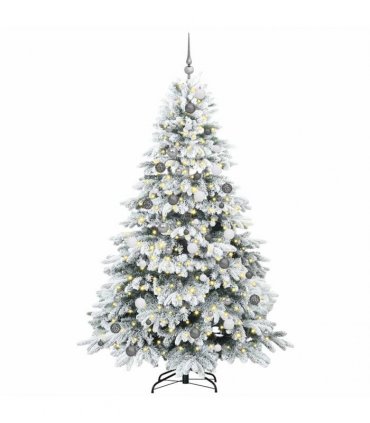 vidaXL Artificial Hinged Christmas Tree 210 cm 300 LEDs Warm White